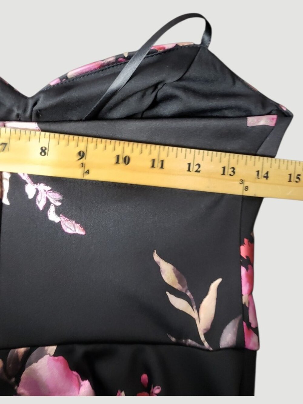 B.Darlin Strapless Floral Fit & Flare Dress Black/ fuschia Size 11/12 - Picture 6 of 12